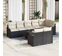 vidaXL Set Divano da Giardino Nero polyrattan