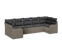 vidaXL Set Divano Esterno 7 Pezzi con Cuscini Grigio Rattan Design Modulare Impermeabile Fodere Rimovibili per Patio Balcone Comfort Sezionale Loveseat Resistente alle Intemperie