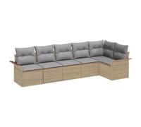 vidaXL Set Divano Esterno Modular Beige e Grigio in Rattan PE, Resistente alle Intemperie con Struttura in Acciaio - Fino a 6 Posti, Cuscini con Chiusura a Cerniera per Arredare Giardino, Balcone e P