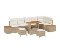 vidaXL Set Divano Esterno Modular con Cuscini per 4 Beige Rattan Polipropilene Tavolino caffè Mobili Giardino Eleganti Piedini Regolabili per Patio Balcone e Spazi Divano Sezionale Comodo