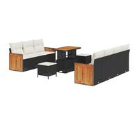 vidaXL Set Divano Giardino 10 Pezzi con Cuscini in Rattan Nero e Panna - Mobili Esterni Chic per 6 Persone - Design Modulare - Posto Patio Moderno - Set Lounge in Rattan