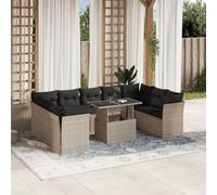 vidaXL Set Divano Giardino 10 pz con Cuscini Grigio Chiaro Polyrattan