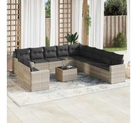 vidaXL Set Divano Giardino 12 pz con Cuscini Grigio Chiaro Polyrattan