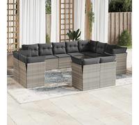 vidaXL Set Divano Giardino 12 pz con Cuscini Grigio Chiaro Polyrattan