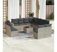 vidaXL Set Divano Giardino 12 pz con Cuscini Grigio Chiaro Polyrattan