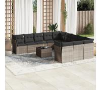 vidaXL Set Divano Giardino 12 pz con Cuscini Grigio Chiaro Polyrattan