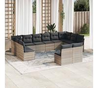 vidaXL Set Divano Giardino 12 pz con Cuscini Grigio Chiaro Polyrattan