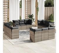 vidaXL Set Divano Giardino 12 pz con Cuscini Grigio Chiaro Polyrattan