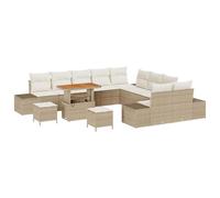 vidaXL Set Divano Giardino 13 Pezzi Cuscini Beige Polirattan Arredamento Esterno Design Modulare per Balcone e Patio Divano 3 Posti Tre Divani