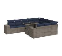 vidaXL Set Divano Giardino 15 pz con Cuscini Grigio Polyrattan Acacia, Set Divano da Patio, Set Divano in Rattan PE, Set arredo da Giardino