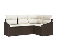 vidaXL Set di 4 divani da giardino con cuscino, in rattan sintetico, moderni, per sedute esterne, colore: marrone