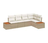vidaXL Set Divano Giardino 5 Pezzi con Cuscini Beige in polirattan, Design modulare, Perfetto per i patii. Accoglie Amici, è Comodo per Rilassarsi all'aperto, Ideale per Il terrazzo e per Il Lounge