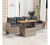 Set Divano Giardino 5 pz con Cuscini Grigio Polyrattan Acacia