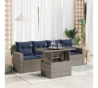 Set Divano Giardino 5 pz con Cuscini Grigio Polyrattan Acacia