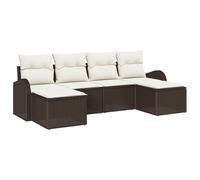 vidaXL Set Divano Giardino 6 Pezzi con Cuscini Marrone Polyrattan, Divano Giardino 2 Posti con Stoccaggio e Cuscini Marrone Polyrattan