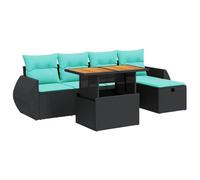 vidaXL Set Divano Giardino 6 pz con Cuscini Marrone Polyrattan Acacia, Set Divano da Patio, Set Divano in Rattan PE, Set arredo da Giardino