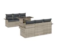 vidaXL Set Divano Giardino 7 Pezzi con Cuscini Grigio Chiaro in Rattan PE Mobili da Esterno per 5 Persone Elegante per Balcone o Uso Design Rettangolare Duraturo Assemblaggio Richiesto Modulare Pati
