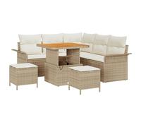 vidaXL Set Divano Giardino 8 Pezzi con Cuscini Beige in Rattan e Piedi Regolabili. Mobili Modulari per Il Patio con Cuscini Crema. Design Moderno e Confortevole in Legno di Acacia.