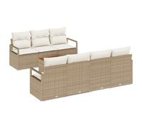 vidaXL Set Divano da Giardino 8 Pezzi con Cuscini Beige Rattan Sintetico Acacia, Set Divano da Giardino 2 posti Ripostiglio e Cuscini Beige Rattan Sintetico