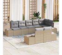 vidaXL Set Divano Giardino 8 Pezzi con Cuscini Beige Rattan