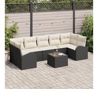 vidaXL Set Divano Giardino 8 Pezzi con Cuscini Nero Polyrattan