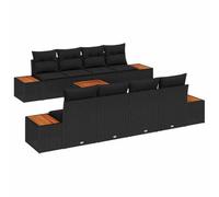 vidaXL Set Divano da Giardino con Cuscino 9 PCS Nero Poly Rattan, Divano modulare da Giardino e terrazza, Set Resistente per Relax e comodità all'aperto, Anti-UV
