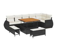 vidaXL Set Divano Giardino 9 Pezzi con Cuscini Nero Polyrattan e Panna Comoda Sistemazione Esterna Divano Sezionale Mobili Modulare Resistente alle Intemperie
