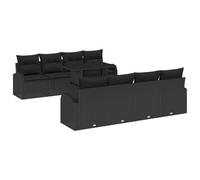vidaXL Set di 9 divani da giardino con cuscino, comoda seduta esterna in rattan nero, design moderno include 8 mobili leggeri resistenti alle intemperie, 4 posti in PE patio