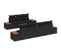 vidaXL Set Divano Giardino Cuscini Nero Rattan, Divano Giardino 2 Posti Ripostiglio e Cuscini Nero Rattan
