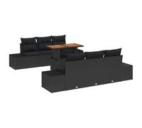 vidaXL Set di 7 divani da giardino con cuscino, colore nero, in polyrattan, design modulare e funzione di stoccaggio, perfetto per sedute all'aperto, mobili da patio, tavolo, sedia singola, sezionale