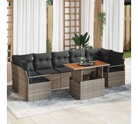vidaXL Set Divano Giardino Grigio con cuscino Rigato 8 pcs Grigio Grande