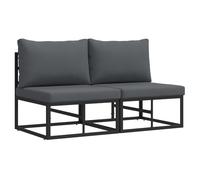 vidaXL Set Divano Medio 2X in Nero e Antracite con Struttura in Alluminio e Tessuto in Poliestere da 160G per Esterno. Design Moderno e Resistente alle Intemperie, Cuscini Imbottiti in Schiuma e Fod