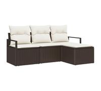 vidaXL Set Divano da Giardino 4 Pezzi con Cuscini Marrone Polyrattan, Divano da Giardino 2 posti Cuscini Marrone Polyrattan