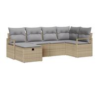vidaXL Set Divano Modular Esterno con Cuscini Beige in Rattan Naturale Resistente alle Intemperie e Comodo per Giardino, Balcone o Patio - 3 Pezzi per Fino a 4 Persone, Arredo Lounge per Terrazza