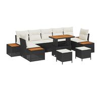 vidaXL Set Divano Modular per Esterno 4 Posti con Cuscini Nero e Bianco Crema, Fatto a Mano, Perfetto per Balcone, Patio e Giardino. Mobili Confortevoli per Pranzo e Living su Terrazza o in Lounge.