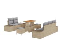 vidaXL Set Divano Modular per Giardino 8 Pezzi con Cuscini Beige in Polyrattan - Mobili da Esterno per Terrazza da Pranzo con Seduta Rettangolare Impermeabile