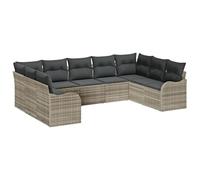 vidaXL Set divani Giardino 9 Pezzi con Cuscini Grigio Chiaro Rattan polietilene