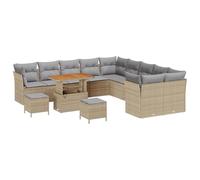 vidaXL Set Divano modulare da Giardino con Cuscini Grigi Chiari in Rattan Beige, 5 posti, mobili da Lounge per Giardino con Piedi Regolabili. Perfetto per Un Relax Moderno all'aperto.