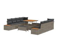 vidaXL Set Divano Modulare da Giardino per 4 Persone con Cuscini Grigi in Rattan Resistenti, Piedini Regolabili. Perfetto per Giardino e Patio, Mobili per Terrazza Rettangolare, Divano Lounge.