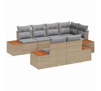 vidaXL Set Divano Modulari da Giardino 7 Pezzi | Beige e Grigio Chiaro in Rattan Sintetico con Cuscini per Esterni, Piedini Regolabili, Design Intrecciato, Sedute Spaziose per 6 Persone, Mobili da P