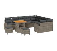 vidaXL Set Divano Modulari da Giardino da 12 Pezzi con Cuscini Grigio Polyrattan Acacia Sedute Outdoor | Divano per 5 Persone Mobili da Patio Confortevole Relax Facile Assemblaggio Design Elegante M