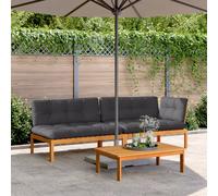vidaXL Set Divano Pallet Giardino 3pz con Cuscini Massello Acacia