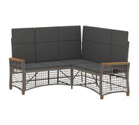 vidaXL Set divano pieghevole da giardino grigio e grigio scuro 164 x 164 x 112 cm, divano in rattan rettangolare moderno, mobili da salotto all'aperto resistenti alle intemperie, divano da terrazza