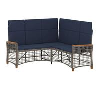 vidaXL Set divano reclinabile da giardino manuale grigio e blu marino