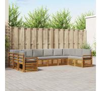 vidaXL Set divano sezionale 10 pcs Grigio Naturale e Chiaro, Divano Sezionale per Giardino, Lounge Resistente, Set da Patio per Relax all'Aperto