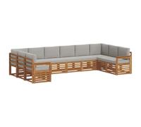 vidaXL Set divano sezionale 10 pcs Grigio Naturale e Chiaro, Divano Sezionale per Giardino, Lounge Resistente, Set da Patio per Relax all'Aperto