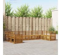 vidaXL Set divani 10 pcs Naturale Legno di Acacia Massello, Divano Sezionale per Giardino, Lounge Resistente, Set da Patio per Relax all'Aperto