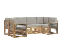 vidaXL Set divano sezionale 6 pcs Bianco e Grigio Chiaro, Divano da giardino, moderno e resistente, set da patio, mobili per terrazza, comodi per rilassarsi