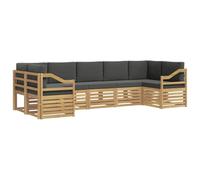 vidaXL Set divano sezionale 7 pcs Bianco e Antracite, Divano moderno in legno di acacia, resistente set lounge da giardino, arredo modulare per patio e bordo piscina