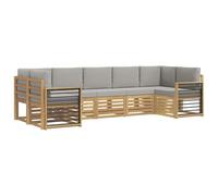 vidaXL Set divano sezionale 7 pcs Bianco e Grigio Chiaro, Divano moderno in legno di acacia, resistente set lounge da giardino, arredo modulare per patio e bordo piscina